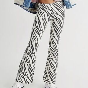 We‎ the free low rise bell bottom Zebra Print Flared Pants animal
